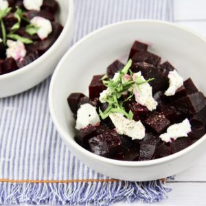 roasted beet and goat cheese salad - in bowls (c)thejoyofeatingwell