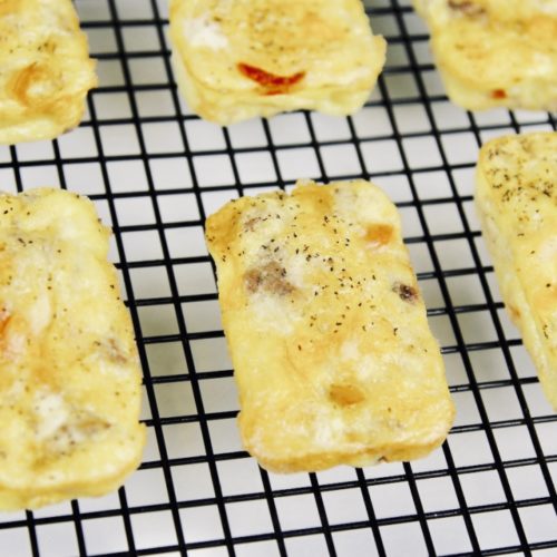 close up photo of starbucks egg bites in the oven recipe (c)thejoyofeatingwell