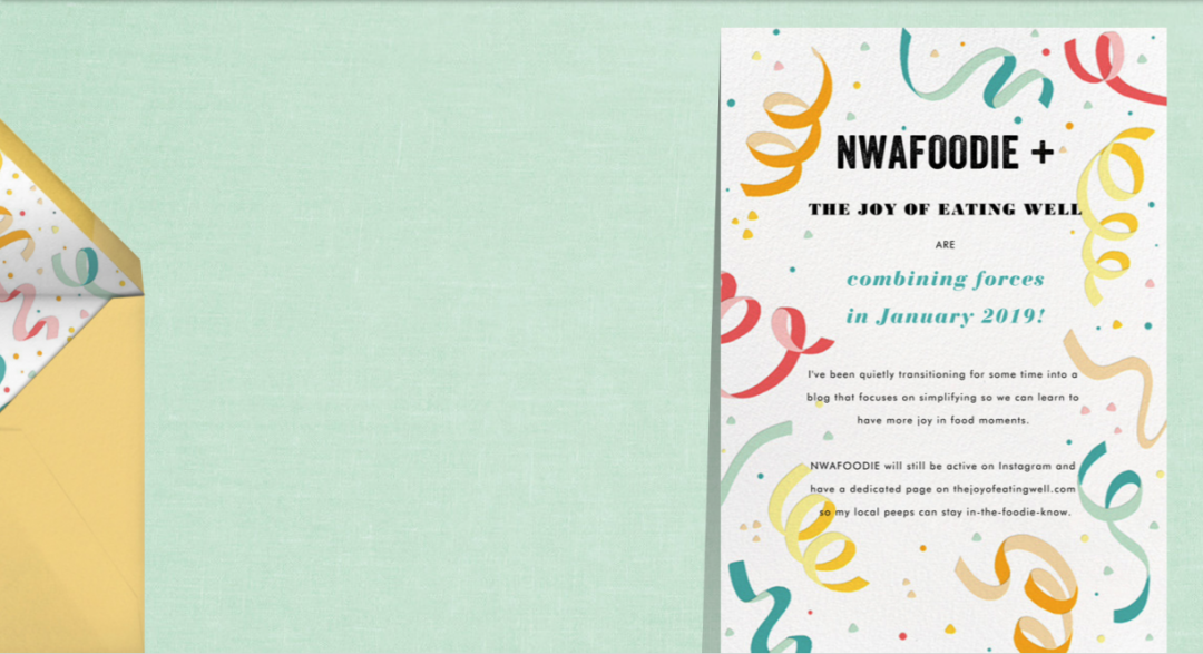 #ad Paperless Post nwafoodie thejoyofeatingwell announcement - main (c)thejoyofeatingwell