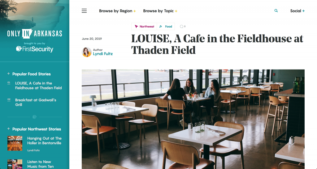 screen shot of OnlyInArk review of Louise cafe in Bentonville