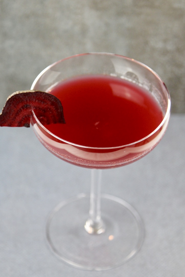 DeIcer Martini made with beet juice and a touch of salt. Simple