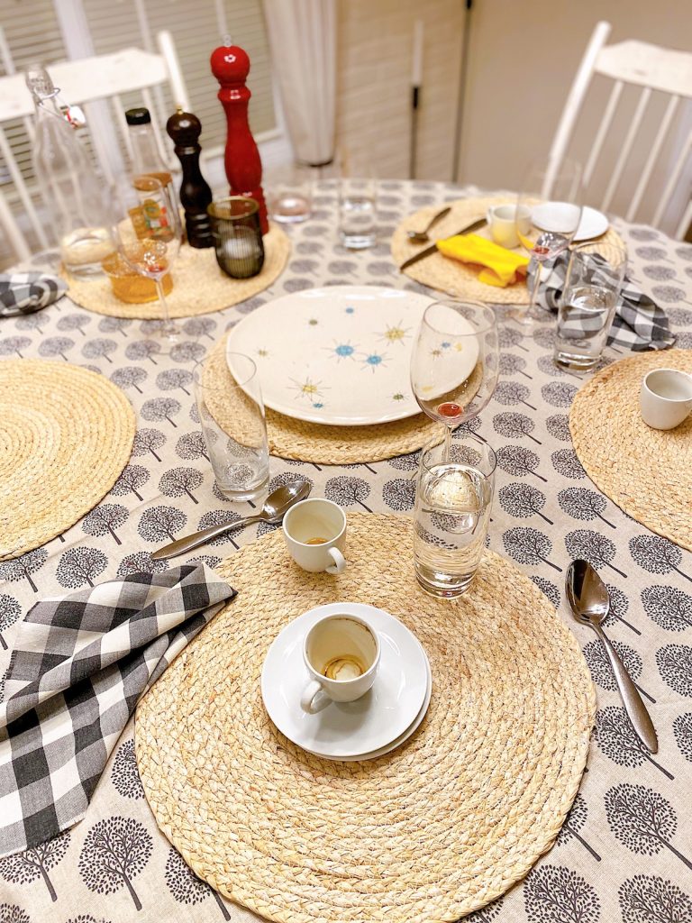 table setting with dishes after a good meal