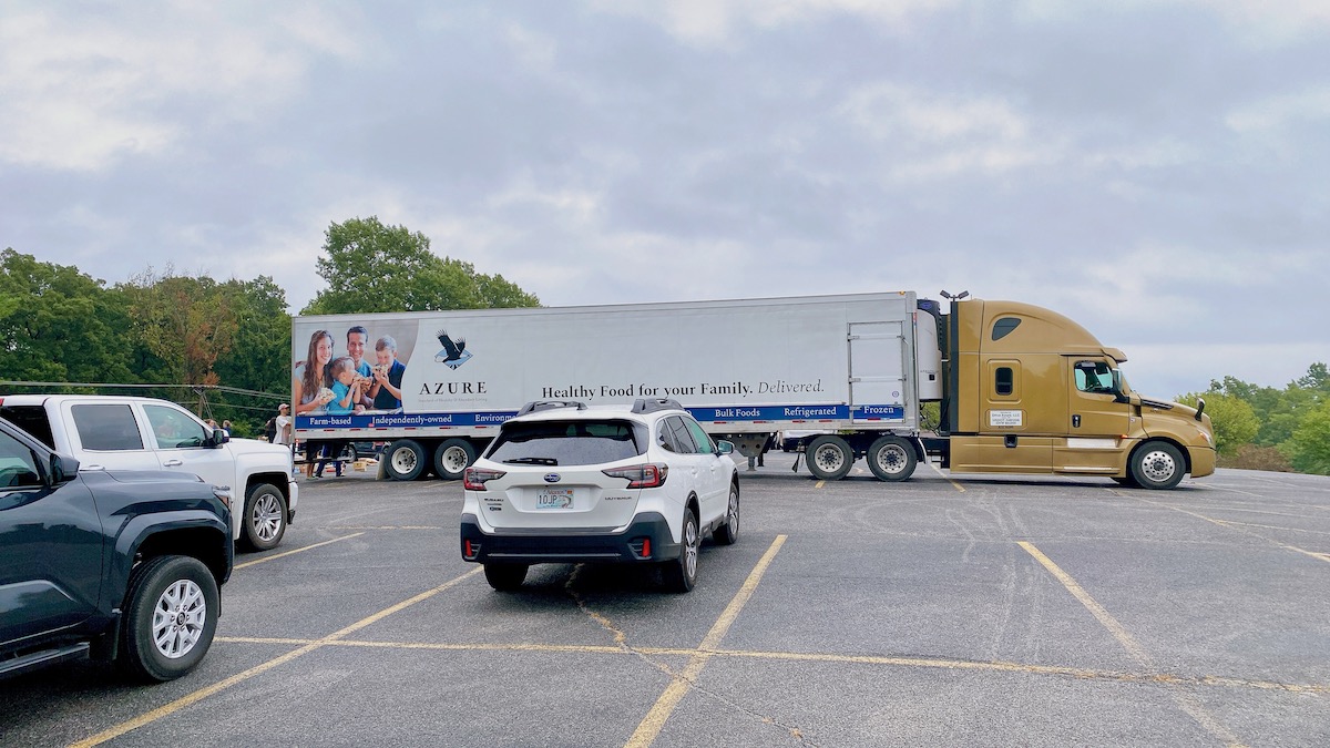 Azure delivery truck